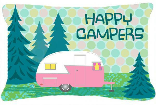 Happy Campers Glamping Trailer Fabric Decorative Pillow VHA3004PW1216 by Caroline&#39;s Treasures