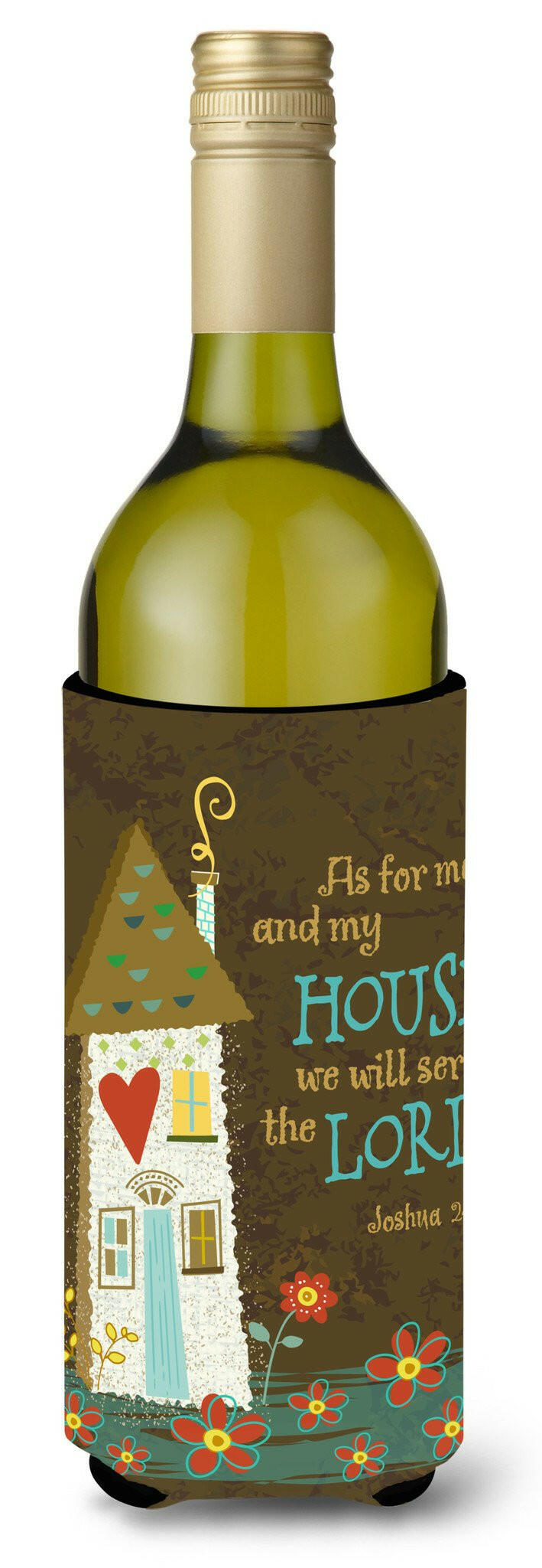 As For Me And My House Wine Bottle Beverage Insulator Hugger VHA3005LITERK by Caroline&#39;s Treasures