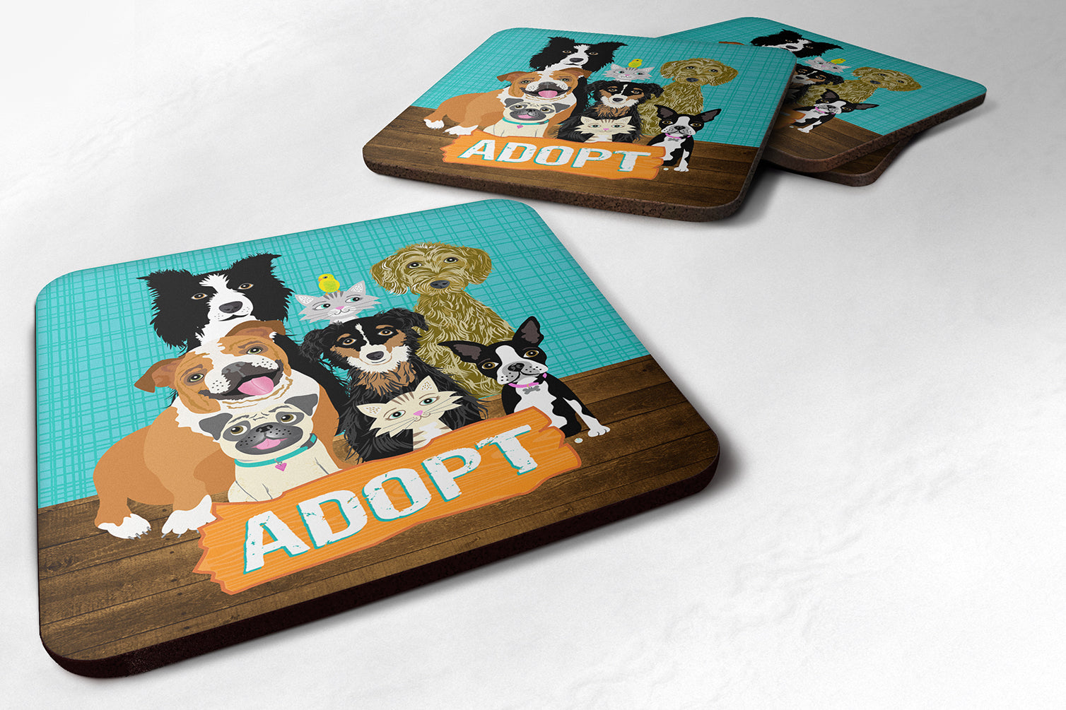Set of 4 Adopt Pets Adoption Foam Coasters VHA3007FC - the-store.com