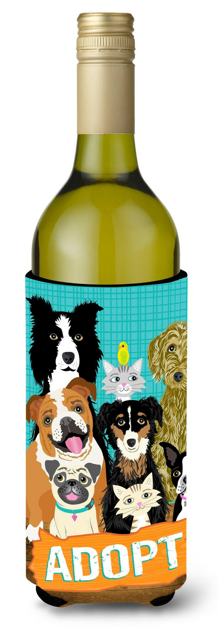 Adopt Pets Adoption Wine Bottle Beverage Insulator Hugger VHA3007LITERK by Caroline&#39;s Treasures