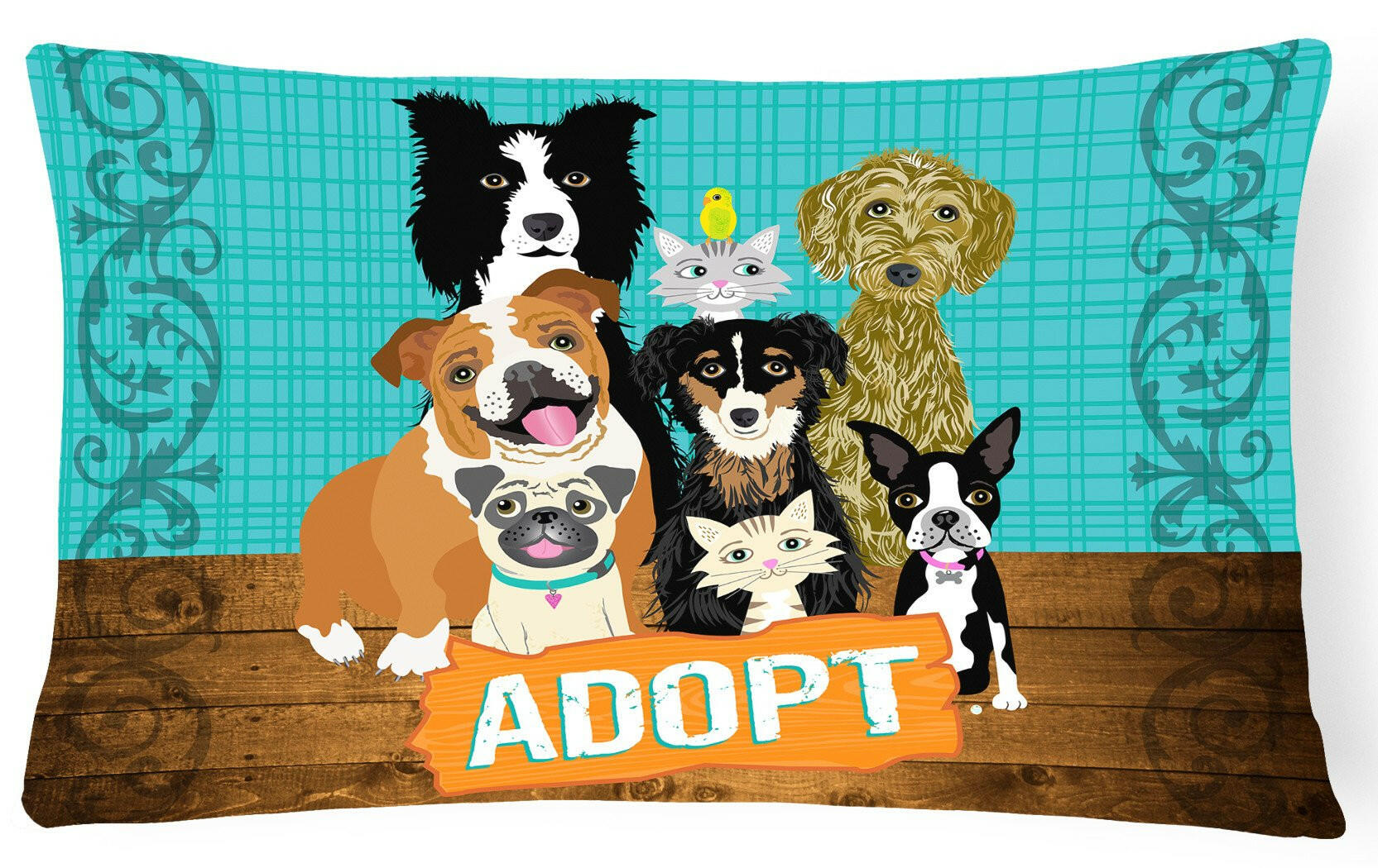 Adopt Pets Adoption Canvas Decorative Pillow VHA3007PW1216 by Caroline's Treasures