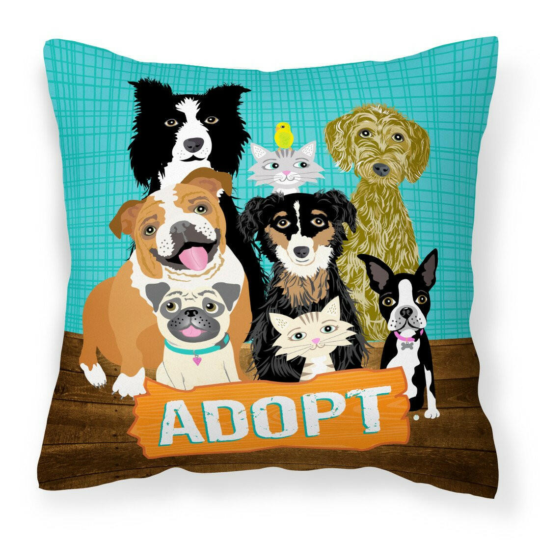 Adopt Pets Adoption Canvas Decorative Pillow VHA3007PW1414 by Caroline's Treasures