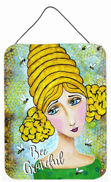 Bee Grateful Girl with Beehive Wall or Door Hanging Prints VHA3008DS1216 by Caroline's Treasures