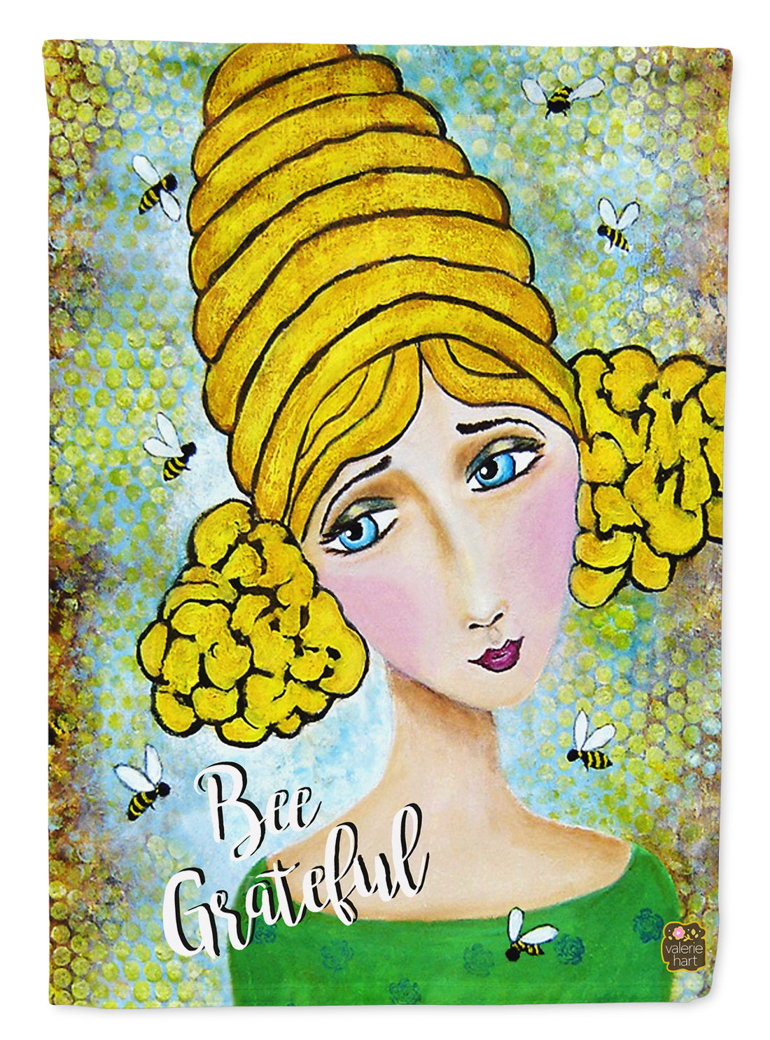 Bee Grateful Girl with Beehive Flag Garden Size VHA3008GF