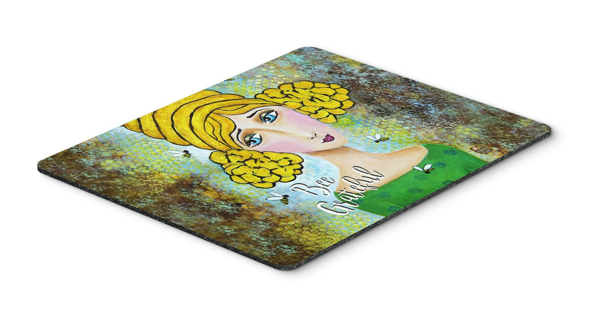 Bee Grateful Girl with Beehive Mouse Pad, Hot Pad or Trivet VHA3008MP by Caroline&#39;s Treasures