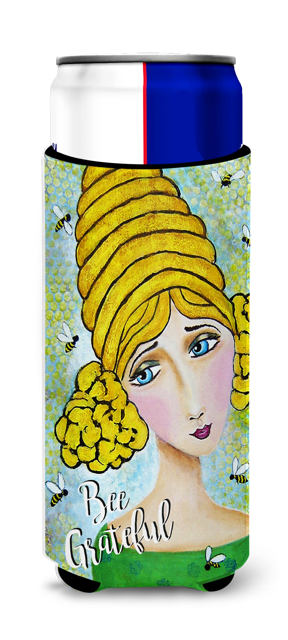 Bee Grateful Girl with Beehive  Ultra Beverage Insulators for slim cans VHA3008MUK
