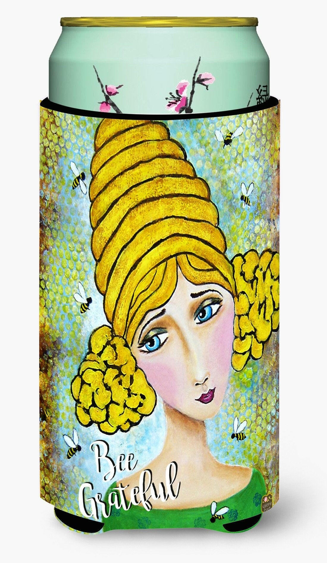 Bee Grateful Girl with Beehive Tall Boy Beverage Insulator Hugger VHA3008TBC by Caroline&#39;s Treasures