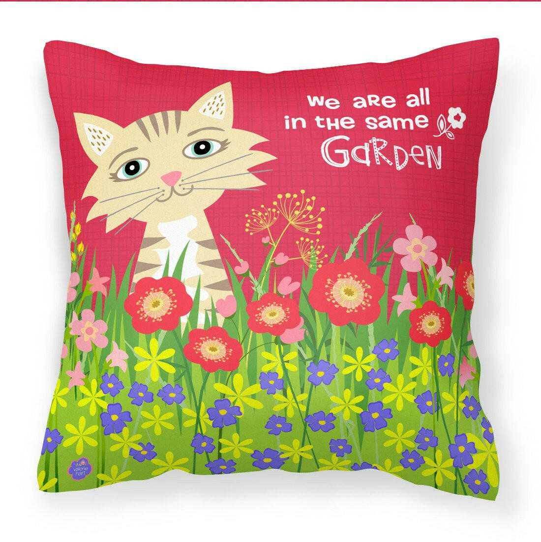 Garden Cat Canvas Decorative Pillow VHA3009PW1414 by Caroline&#39;s Treasures