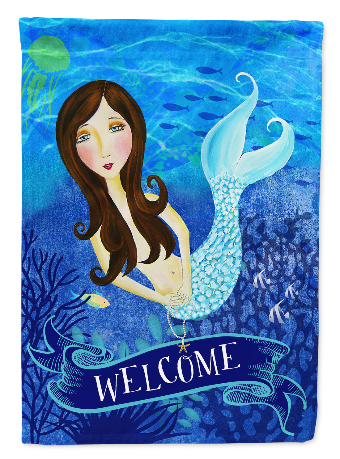 Welcome Mermaid Flag Canvas House Size VHA3010CHF  the-store.com.