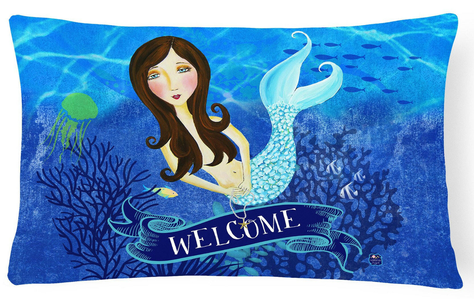 Welcome Mermaid Canvas Decorative Pillow VHA3010PW1216 by Caroline's Treasures