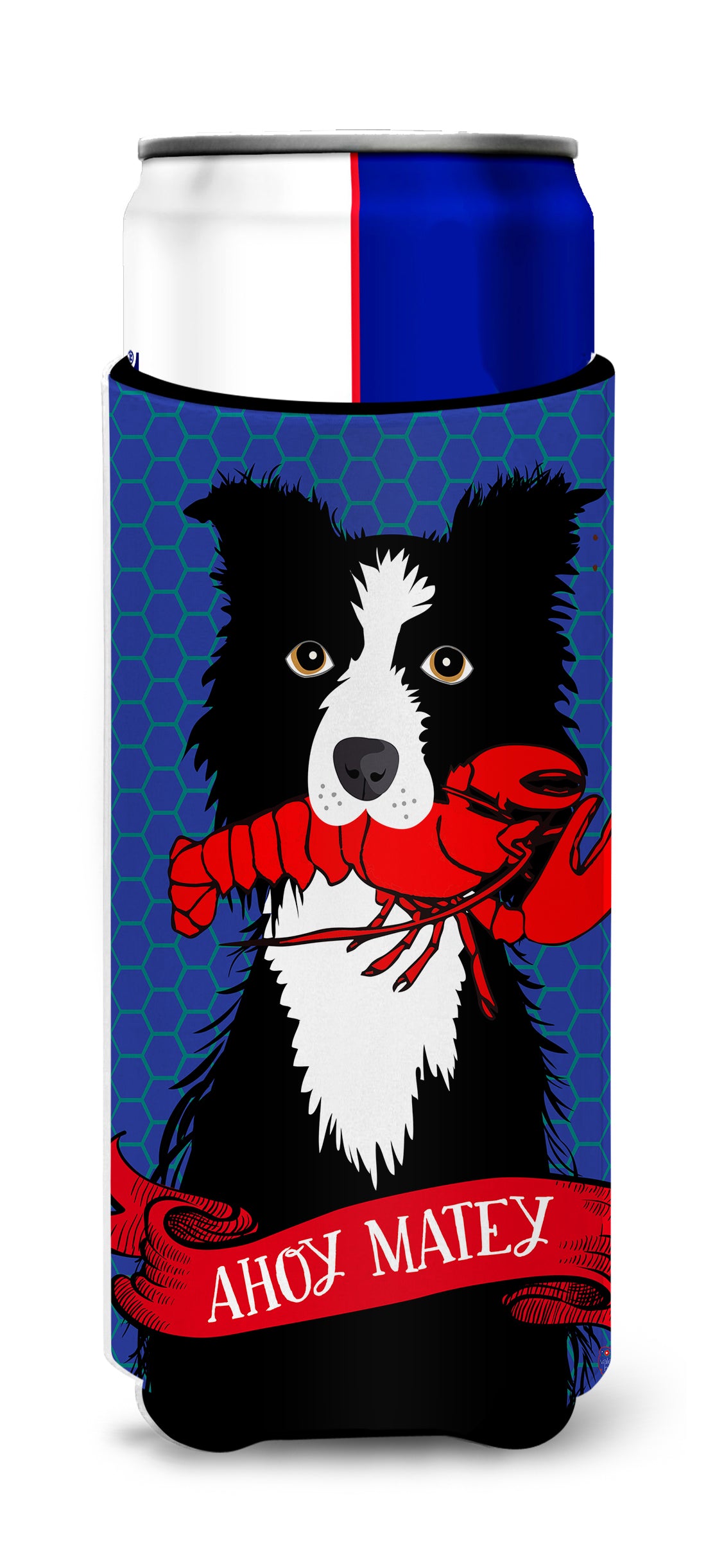 Ahoy Matey Nautical Border Collie  Ultra Beverage Insulators for slim cans VHA3011MUK  the-store.com.