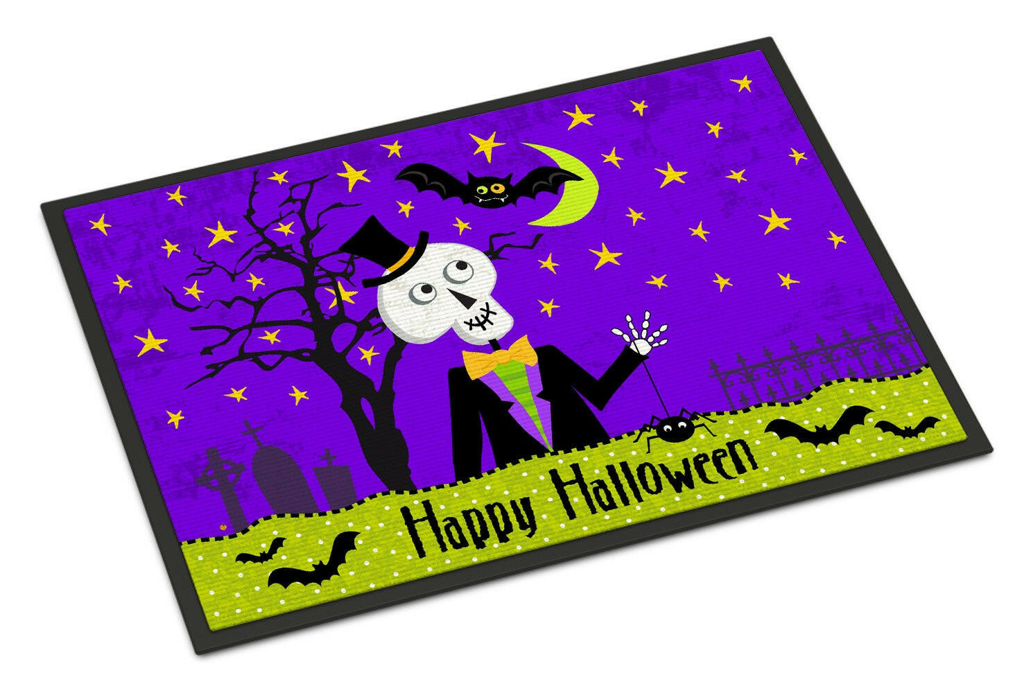 Happy Halloween Skeleton Indoor or Outdoor Mat 18x27 VHA3014MAT - the-store.com