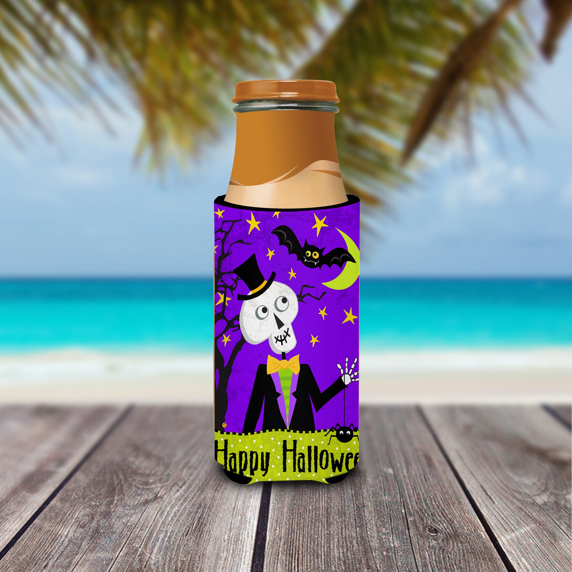 Happy Halloween Skeleton  Ultra Beverage Insulators for slim cans VHA3014MUK  the-store.com.
