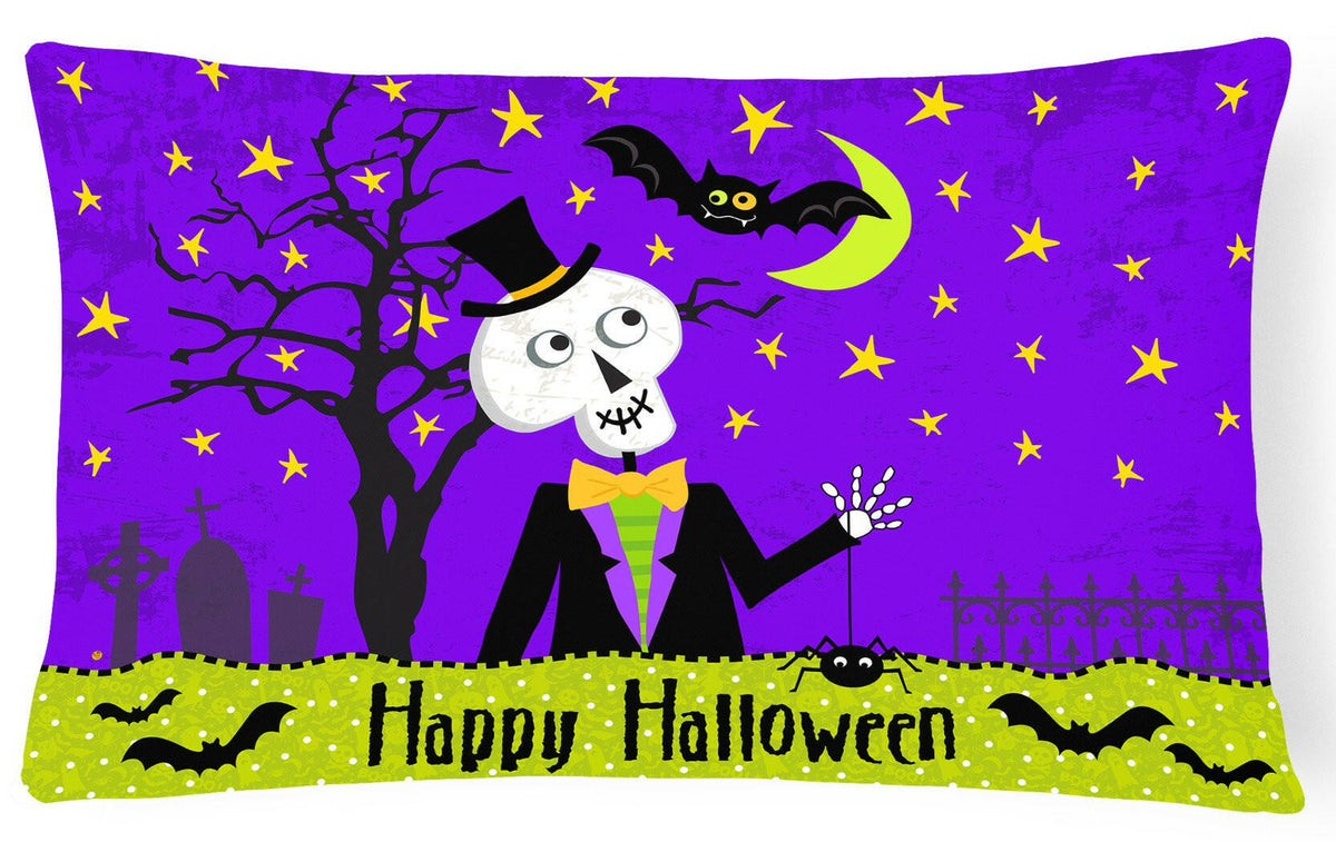 Happy Halloween Skeleton Fabric Decorative Pillow VHA3014PW1216 by Caroline&#39;s Treasures