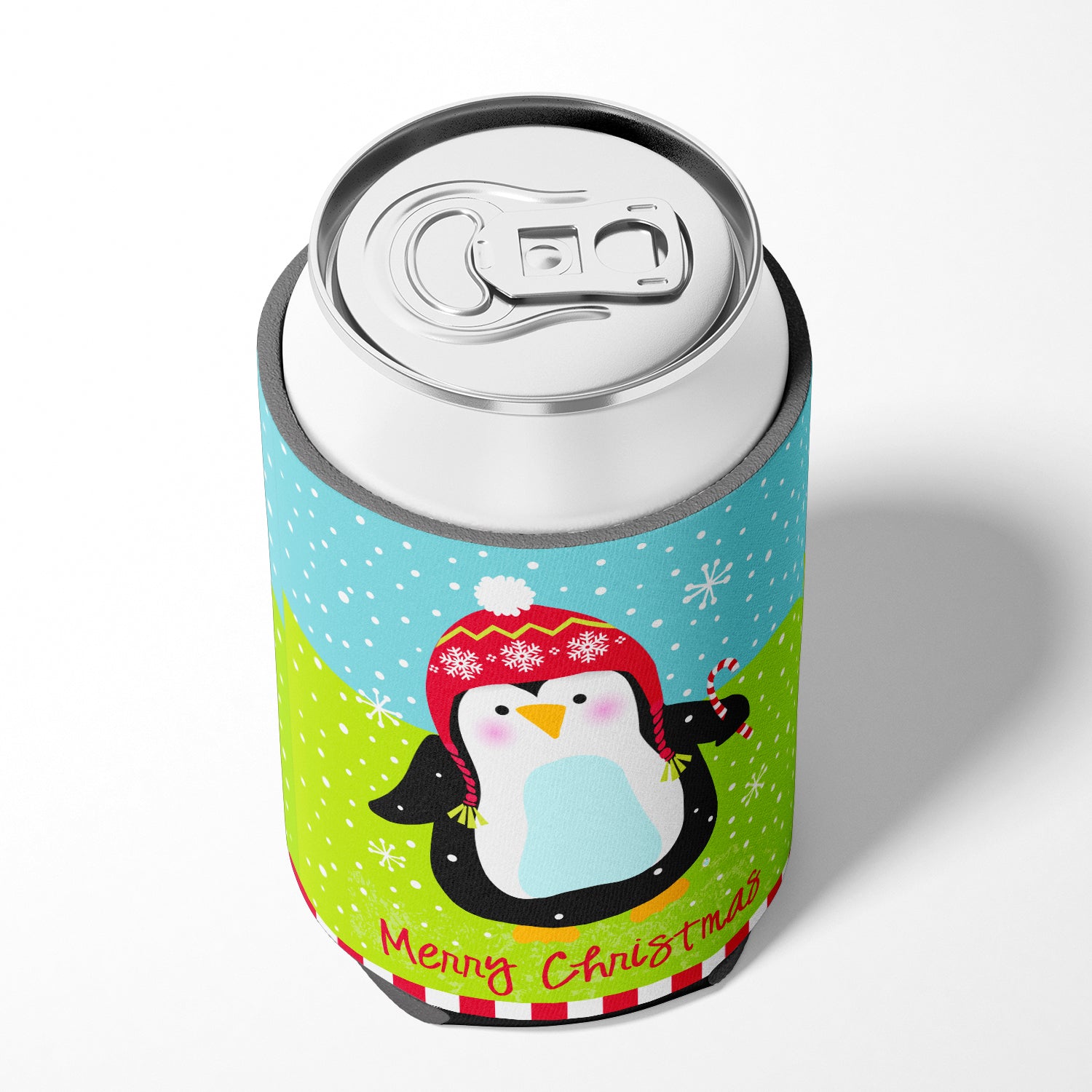 Merry Christmas Happy Penguin Can or Bottle Hugger VHA3015CC.