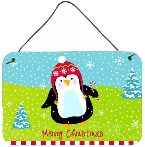 Merry Christmas Happy Penguin Wall or Door Hanging Prints VHA3015DS812 by Caroline's Treasures