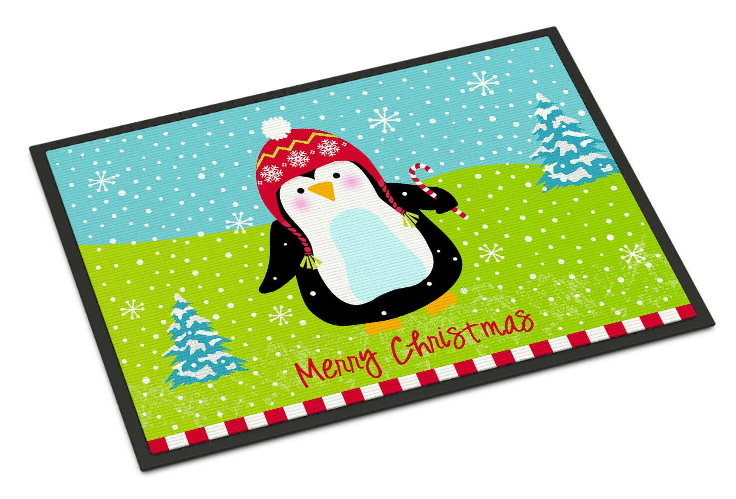 Merry Christmas Happy Penguin Indoor or Outdoor Mat 24x36 VHA3015JMAT - the-store.com