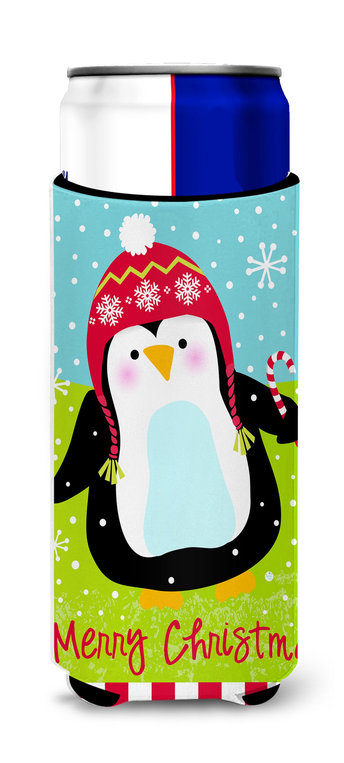 Merry Christmas Happy Penguin  Ultra Beverage Insulators for slim cans VHA3015MUK