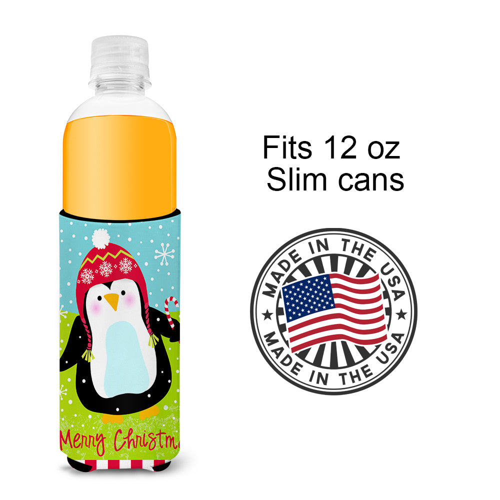Merry Christmas Happy Penguin  Ultra Beverage Insulators for slim cans VHA3015MUK
