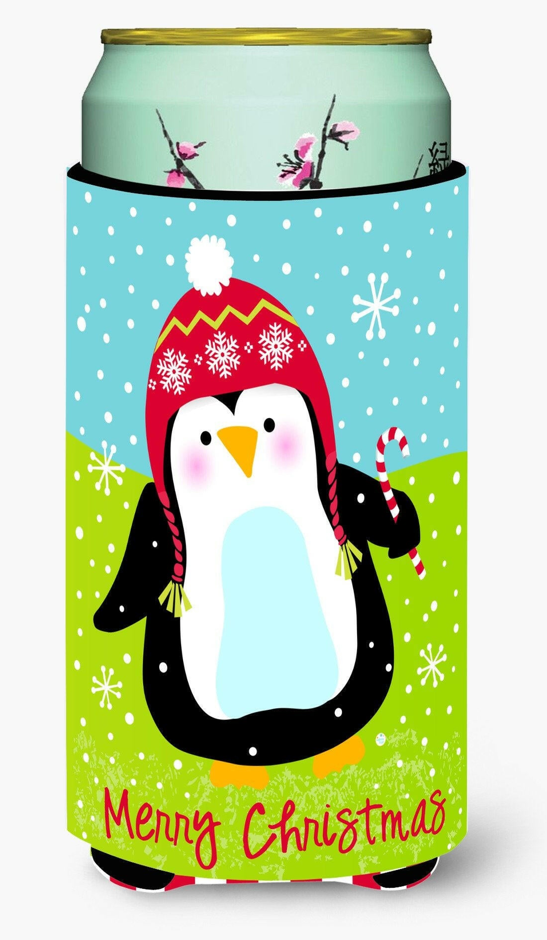Merry Christmas Happy Penguin Tall Boy Beverage Insulator Hugger VHA3015TBC by Caroline&#39;s Treasures