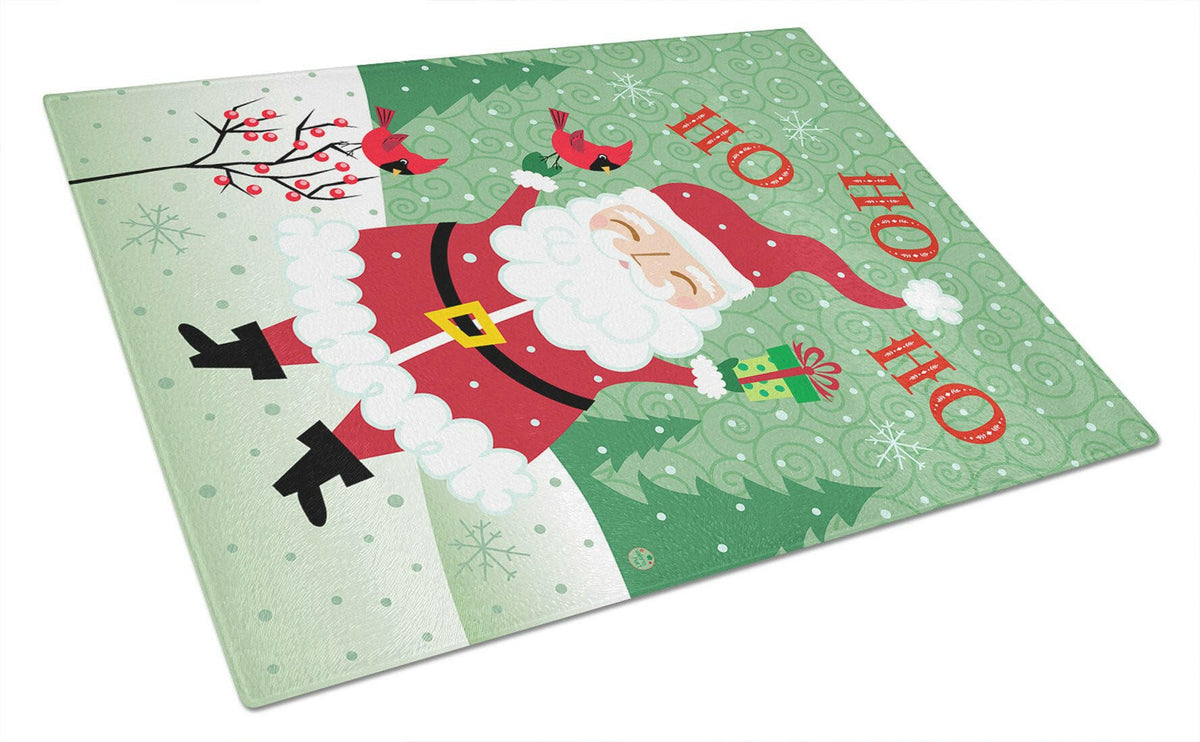 Merry Christmas Santa Claus Ho Ho Ho Glass Cutting Board Large VHA3016LCB by Caroline&#39;s Treasures