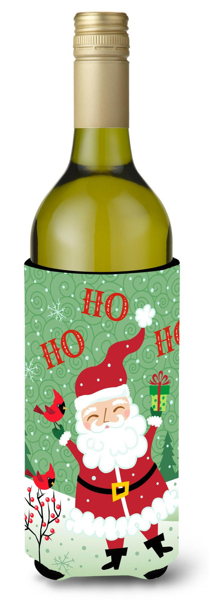 Merry Christmas Santa Claus Ho Ho Ho Wine Bottle Beverage Insulator Hugger VHA3016LITERK by Caroline&#39;s Treasures