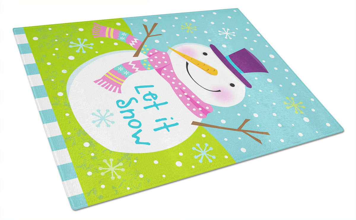 Christmas Snowman Let it Snow Glass Cutting Board Large VHA3017LCB by Caroline&#39;s Treasures