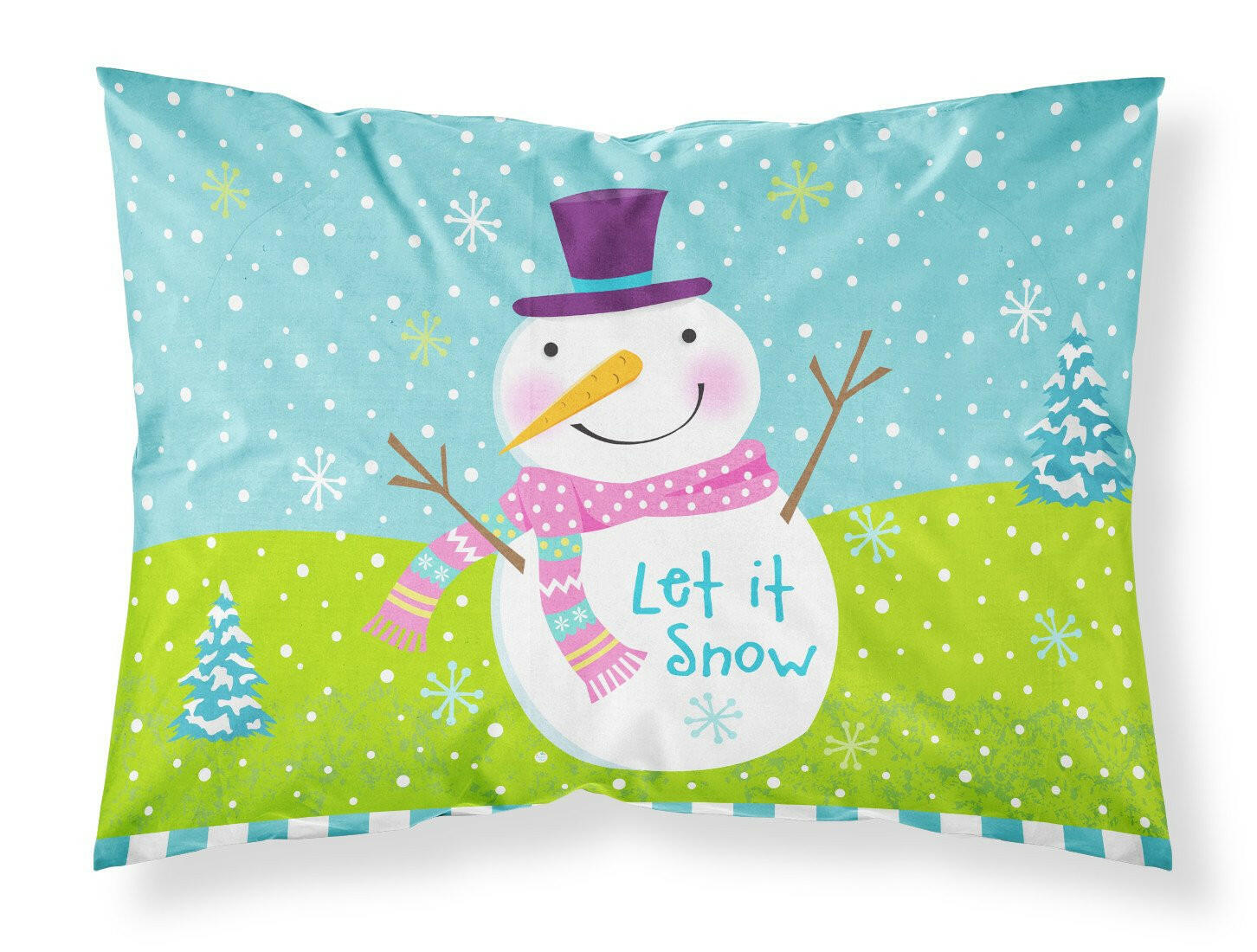Christmas Snowman Let it Snow Fabric Standard Pillowcase VHA3017PILLOWCASE by Caroline's Treasures