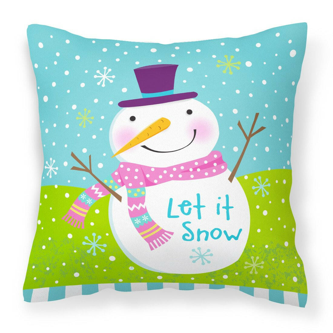 Christmas Snowman Let it Snow Fabric Decorative Pillow VHA3017PW1414 by Caroline's Treasures