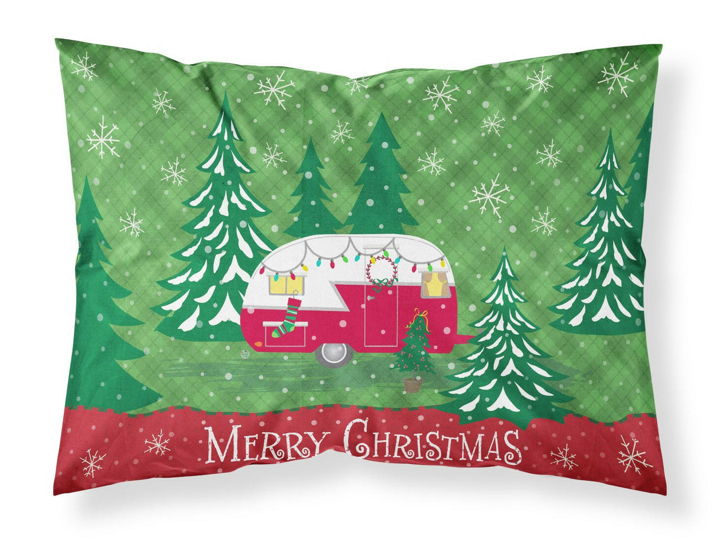 Christmas Vintage Glamping Trailer Fabric Standard Pillowcase VHA3018PILLOWCASE by Caroline's Treasures