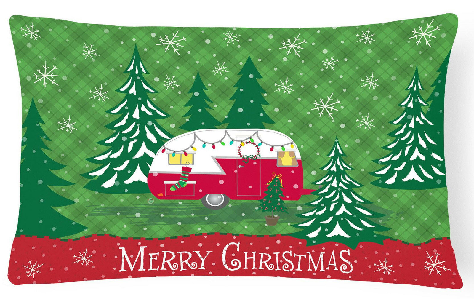 Christmas Vintage Glamping Trailer Fabric Decorative Pillow VHA3018PW1216 by Caroline's Treasures