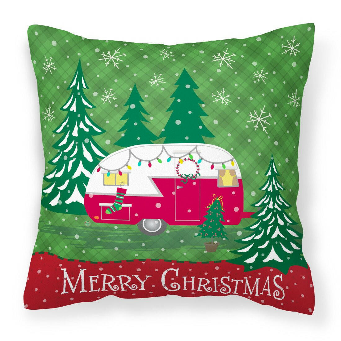 Christmas Vintage Glamping Trailer Fabric Decorative Pillow VHA3018PW1414 by Caroline&#39;s Treasures