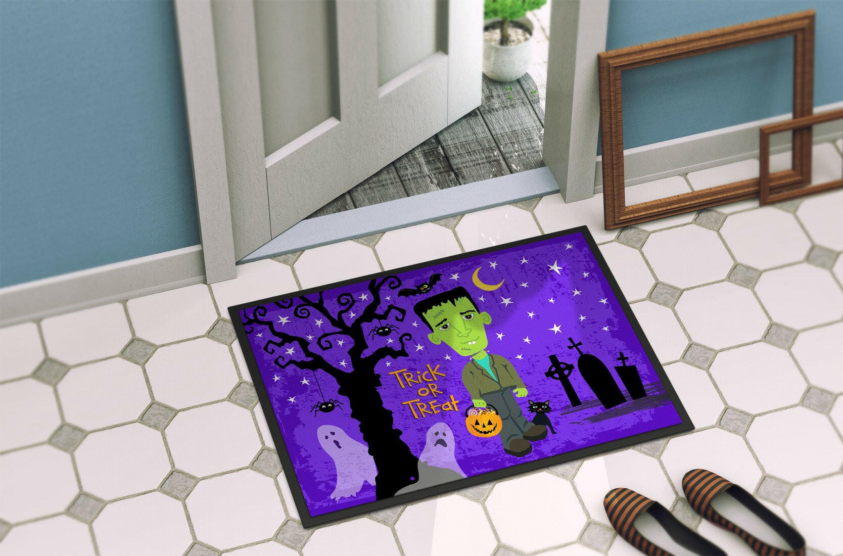 Halloween Frankie Frankenstein Indoor or Outdoor Mat 24x36 VHA3021JMAT by Caroline's Treasures