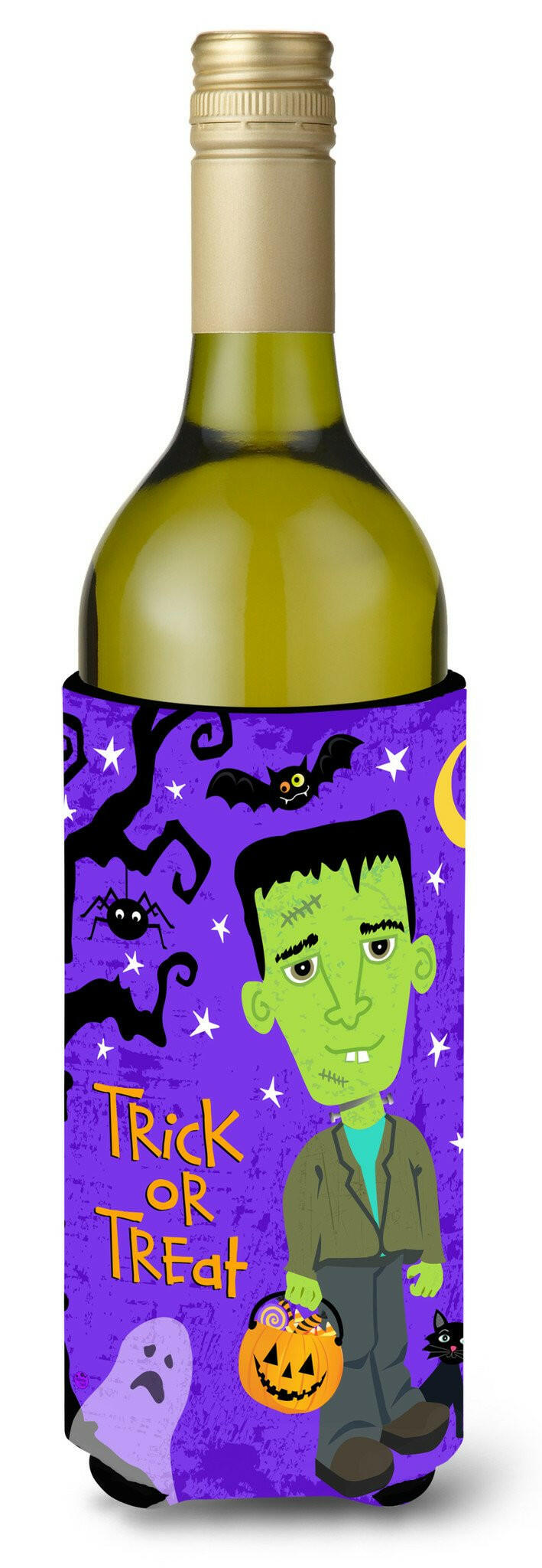 Halloween Frankie Frankenstein Wine Bottle Beverge Insulator Hugger VHA3021LITERK by Caroline&#39;s Treasures