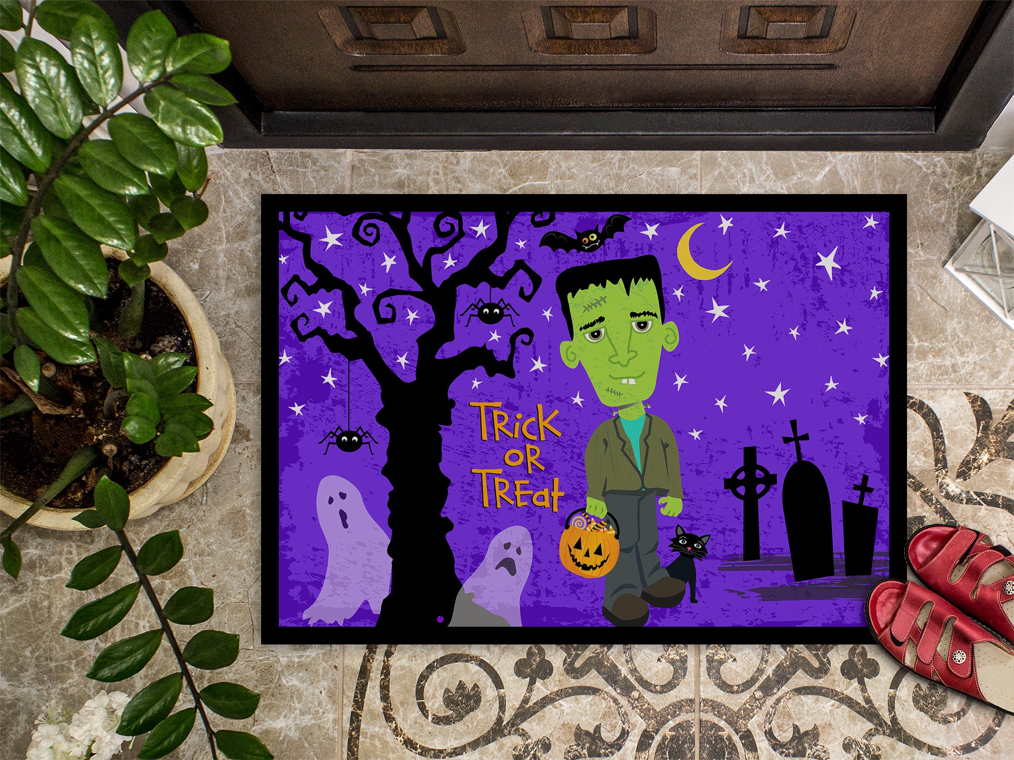 Halloween Frankie Frankenstein Indoor or Outdoor Mat 18x27 VHA3021MAT - the-store.com