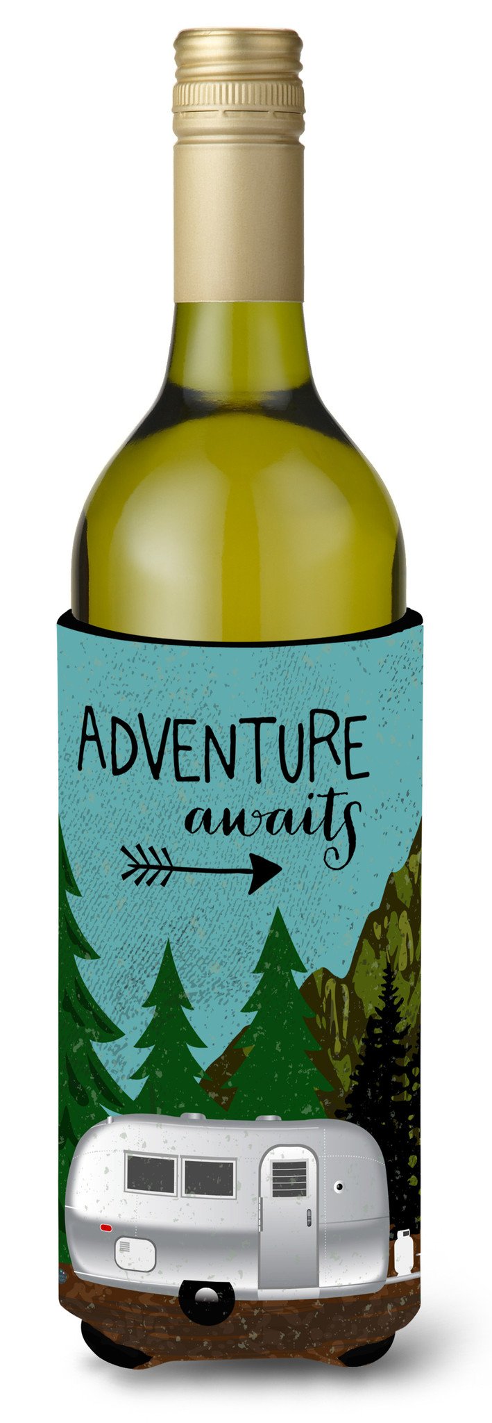 Airstream Camper Adventure Awaits Wine Bottle Beverge Insulator Hugger VHA3022LITERK by Caroline&#39;s Treasures
