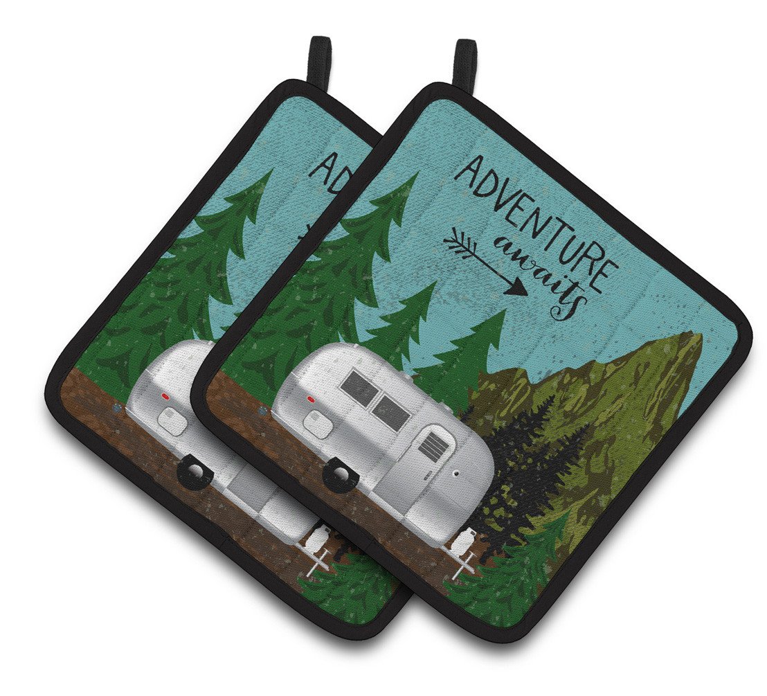 Airstream Camper Adventure Awaits Pair of Pot Holders VHA3022PTHD by Caroline&#39;s Treasures