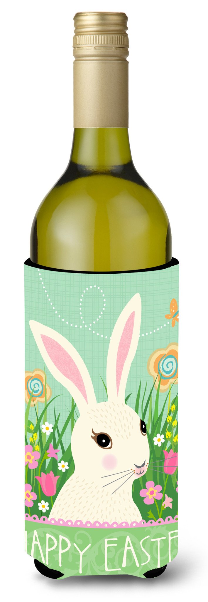Easter Bunny Rabbit Wine Bottle Beverge Insulator Hugger VHA3023LITERK by Caroline&#39;s Treasures