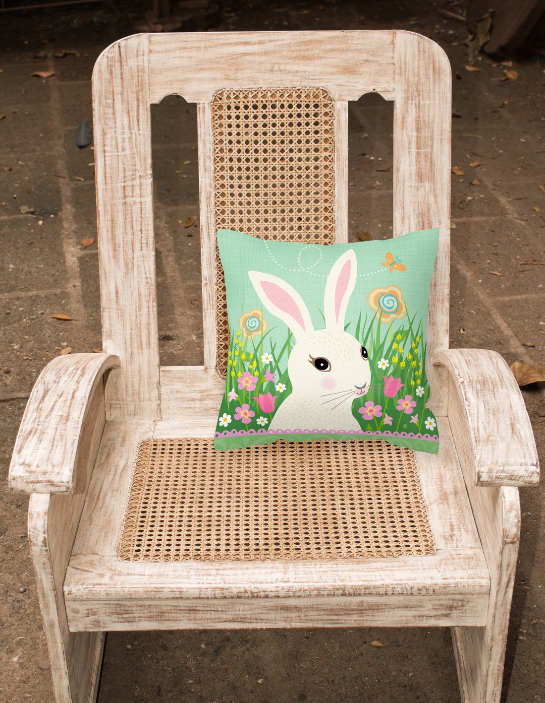 Caroline's Treasures Easter Bunny Rabbit Fabric Decorative Pillow VHA3023PW1818