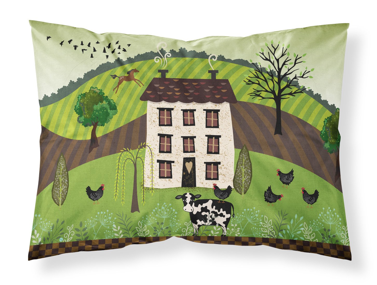 Folk Art Country House Fabric Standard Pillowcase VHA3024PILLOWCASE by Caroline's Treasures