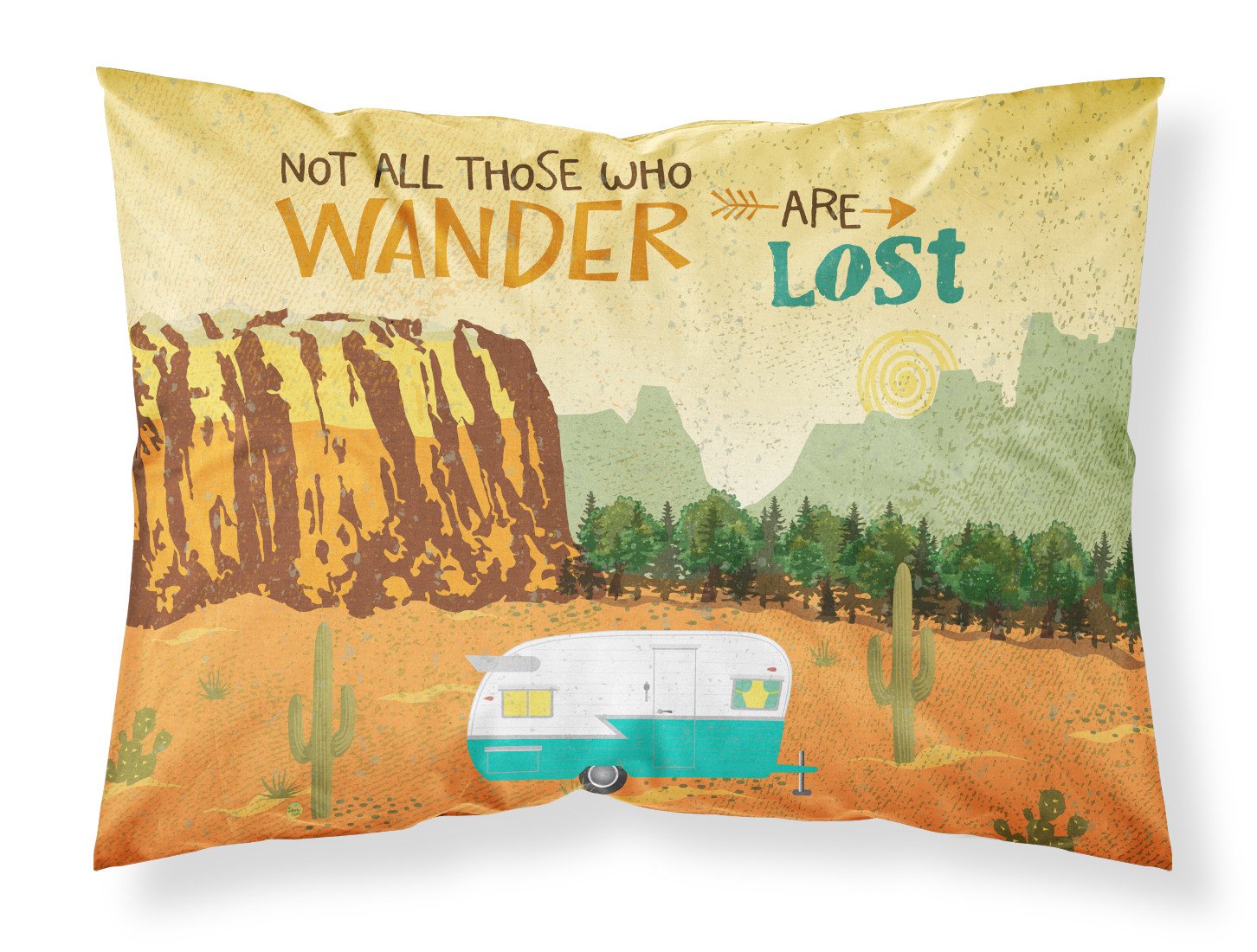 Retro Camper Camping Wander Fabric Standard Pillowcase VHA3025PILLOWCASE by Caroline's Treasures