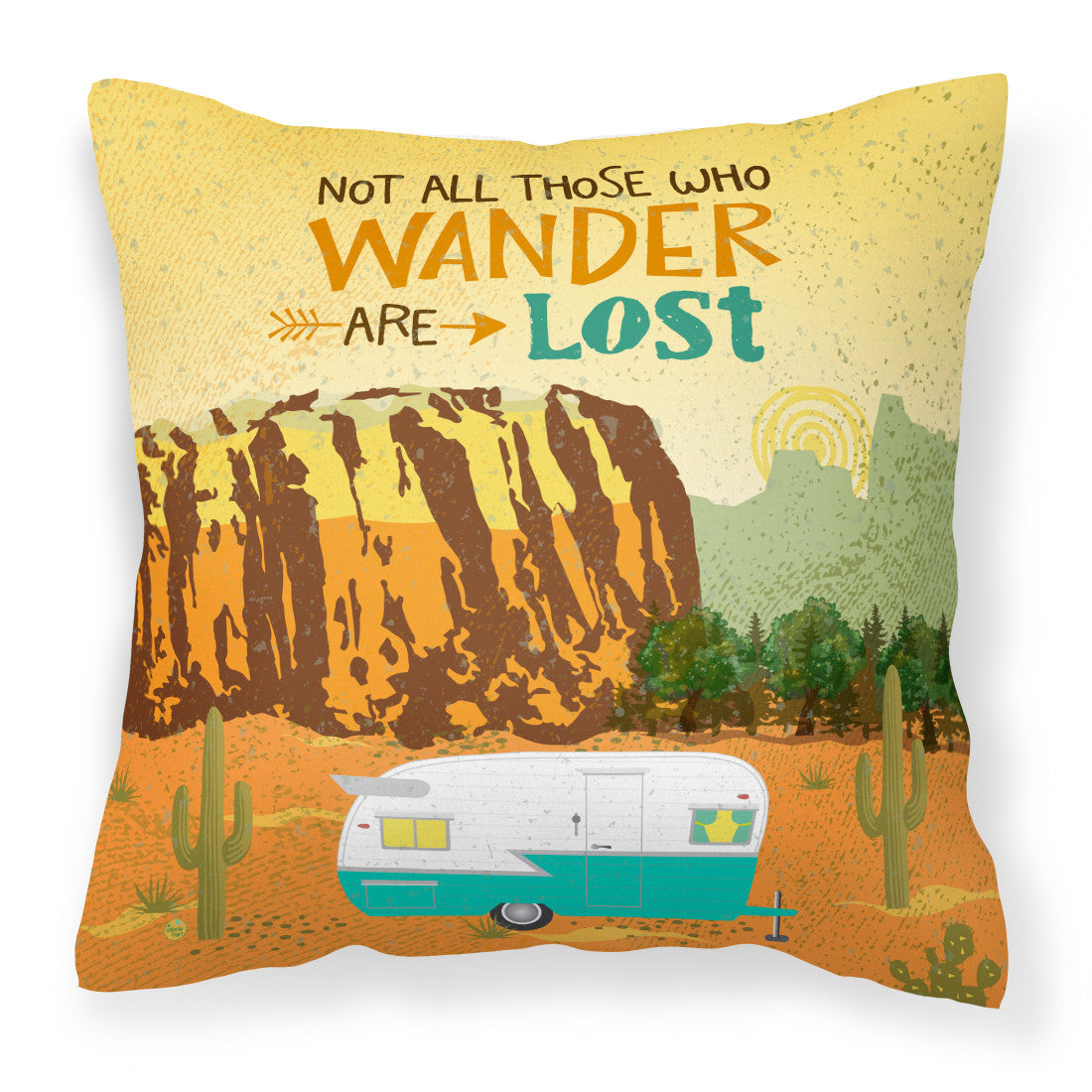 Retro Camper Camping Wander Fabric Decorative Pillow VHA3025PW1818 by Caroline&#39;s Treasures