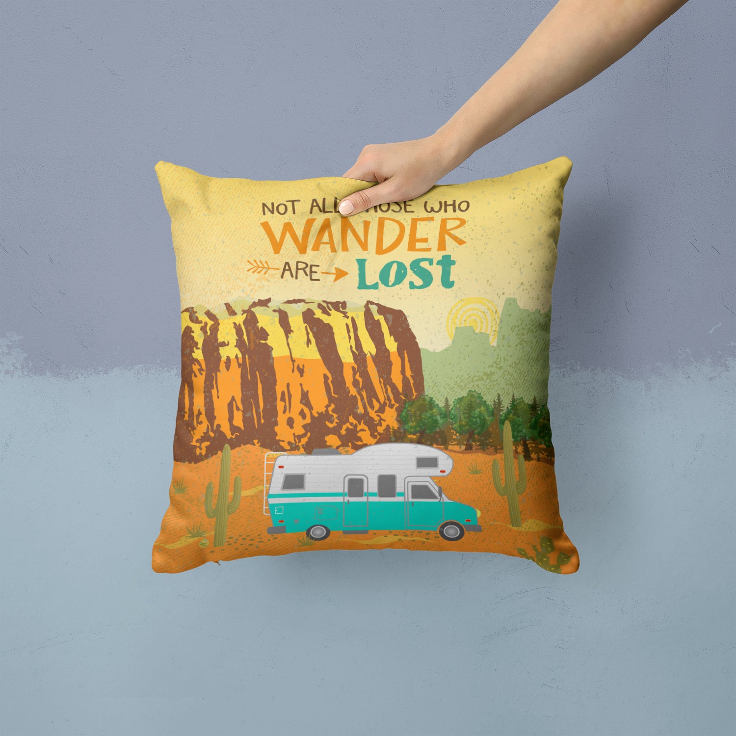 RV Camper Camping Wander Fabric Decorative Pillow VHA3027PW1414 - the-store.com