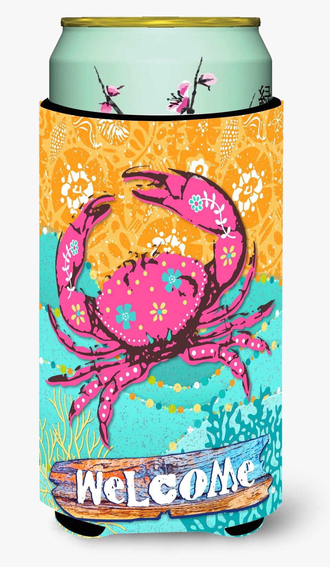 Coastal Pink Crab Tall Boy Beverage Insulator Hugger VHA3028TBC by Caroline&#39;s Treasures