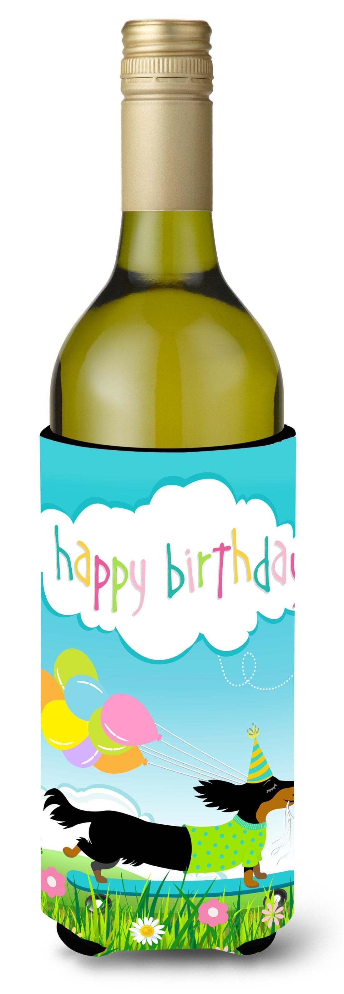 Happy Birthday Dachshund Wine Bottle Beverage Insulator Hugger VHA3029LITERK by Caroline&#39;s Treasures