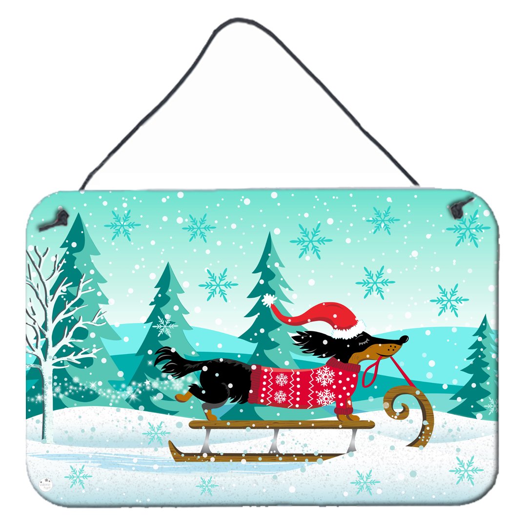 Merry Christmas Dachshund Wall or Door Hanging Prints VHA3030DS812 by Caroline's Treasures