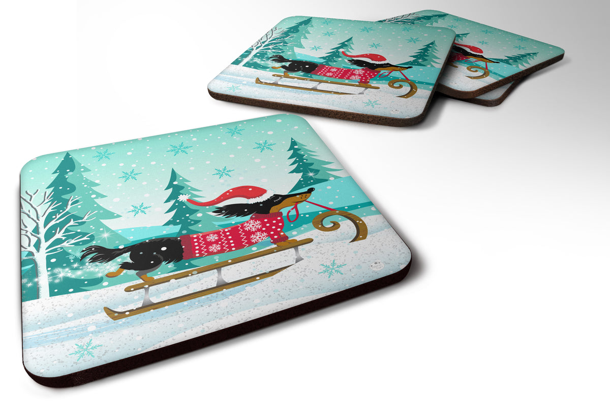 Merry Christmas Dachshund Foam Coaster Set of 4 VHA3030FC - the-store.com