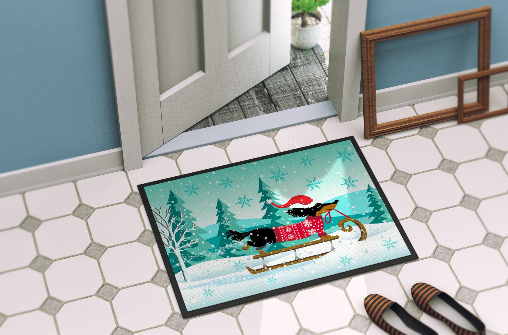 Merry Christmas Dachshund Indoor or Outdoor Mat 24x36 VHA3030JMAT by Caroline's Treasures