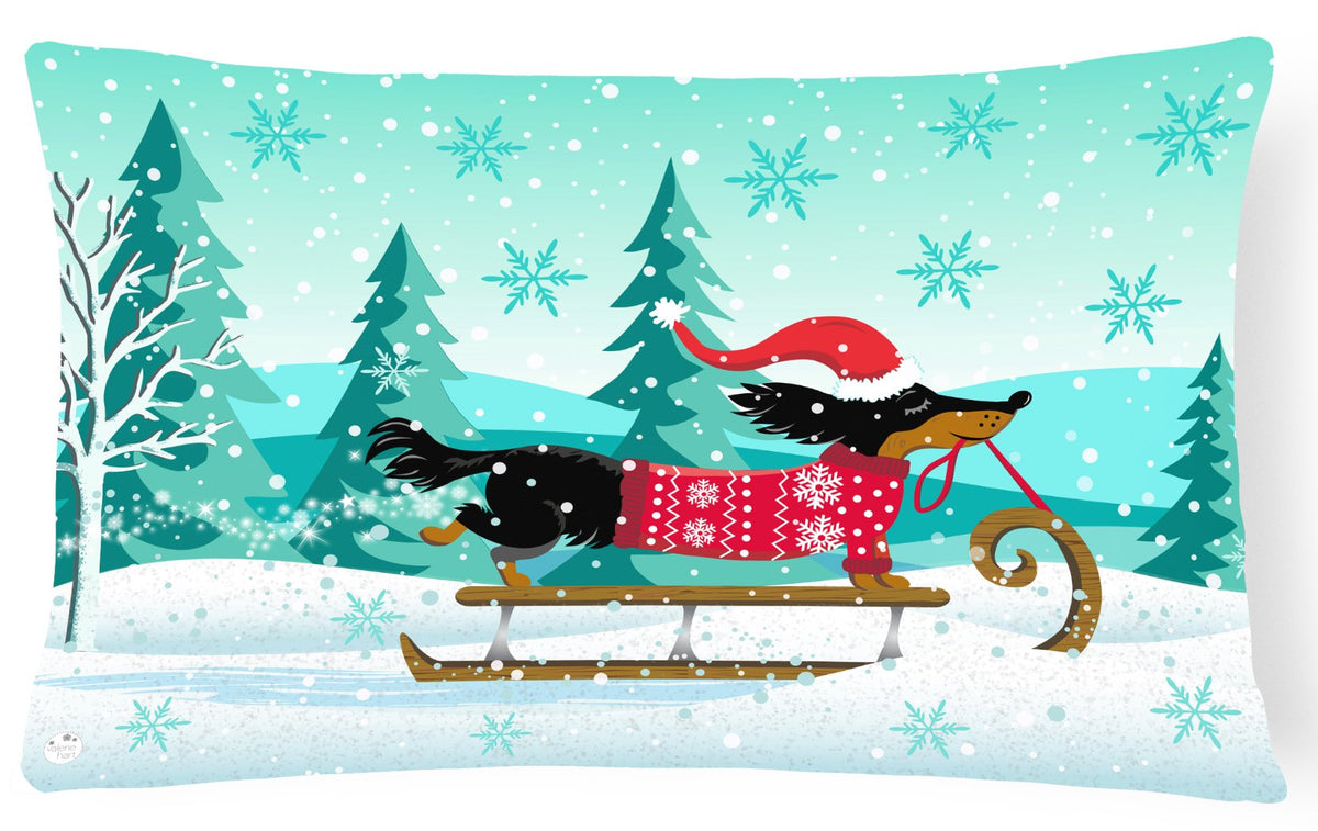 Merry Christmas Dachshund Canvas Fabric Decorative Pillow VHA3030PW1216 by Caroline&#39;s Treasures
