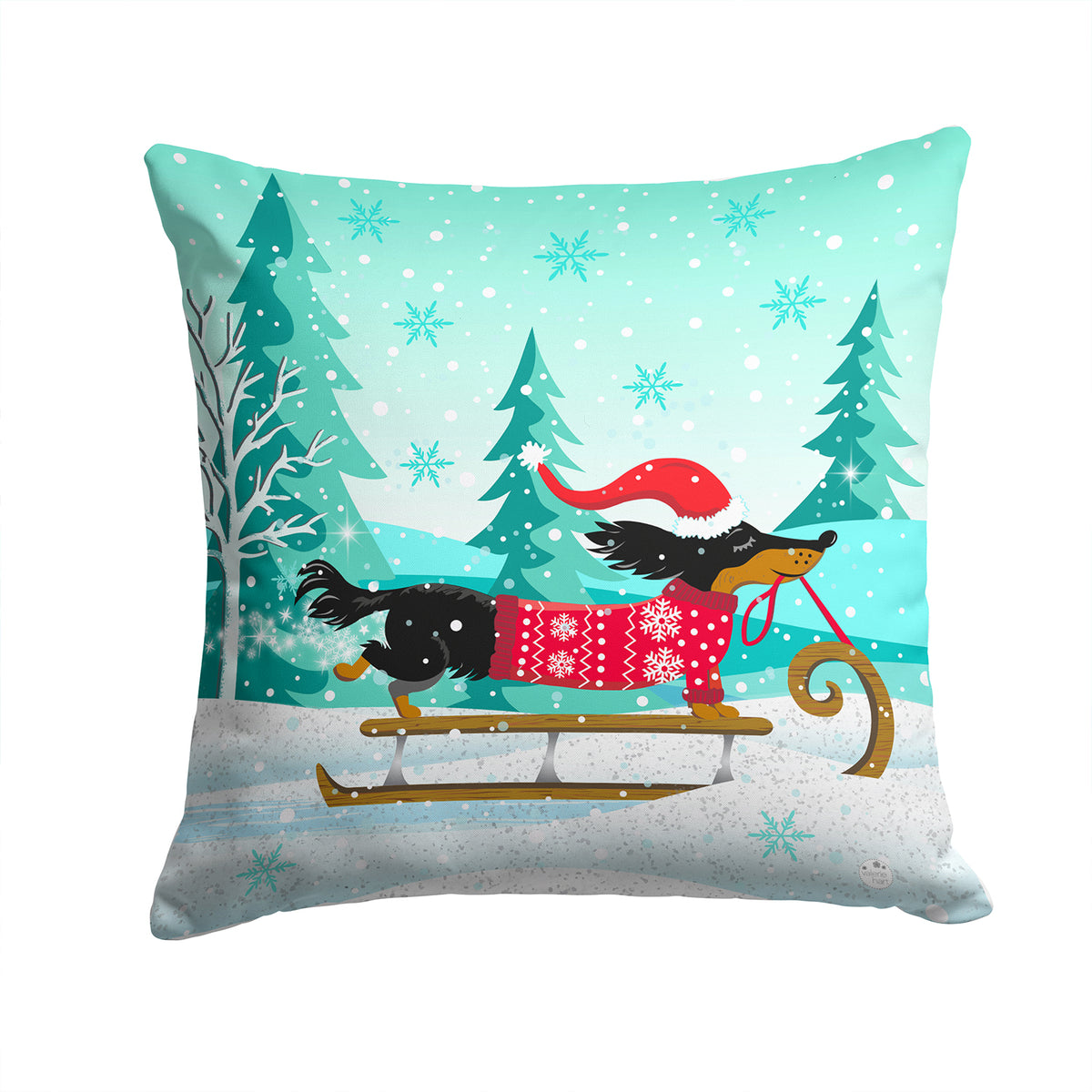 Merry Christmas Dachshund Fabric Decorative Pillow VHA3030PW1414 - the-store.com